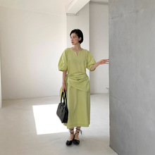 爱与南希十三行2025夏季法式纯棉松收腰轻熟风气质连衣裙女22121