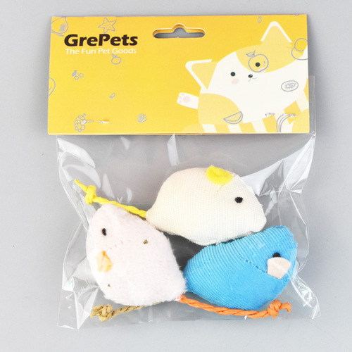 Cat toy plush mouse set with simulated plush mice, a set of three small mice, cat toy