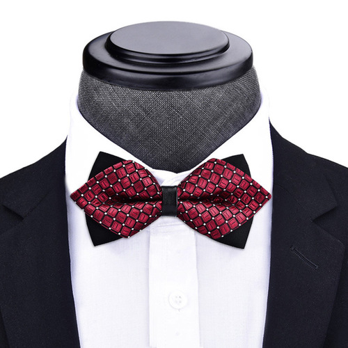 Pointed bow tie men's groom wedding burgundy leather heart bow British dress wholesale
