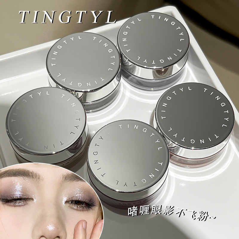 TINGTYL Gel Sombra de ojos Flash de alto brillo Cowherd Líquido Brillante Perlado de cinco colores Sombra de ojos húmeda sin polvo volador