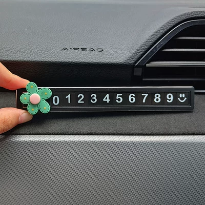 Other Automotive Interior Supplies | alloy car decoration parking - green-dot-flower-plastic-sliding-parking-card