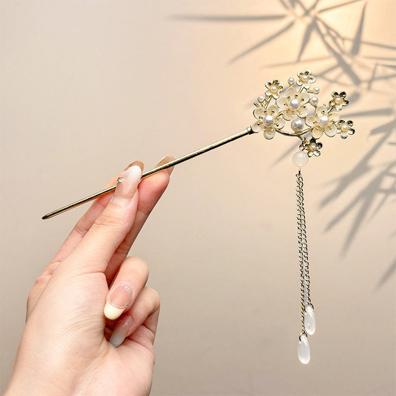 Retro simple nicho de alta estética oriental diseño de cabello de flores de frascos de estilo antiguo cabello