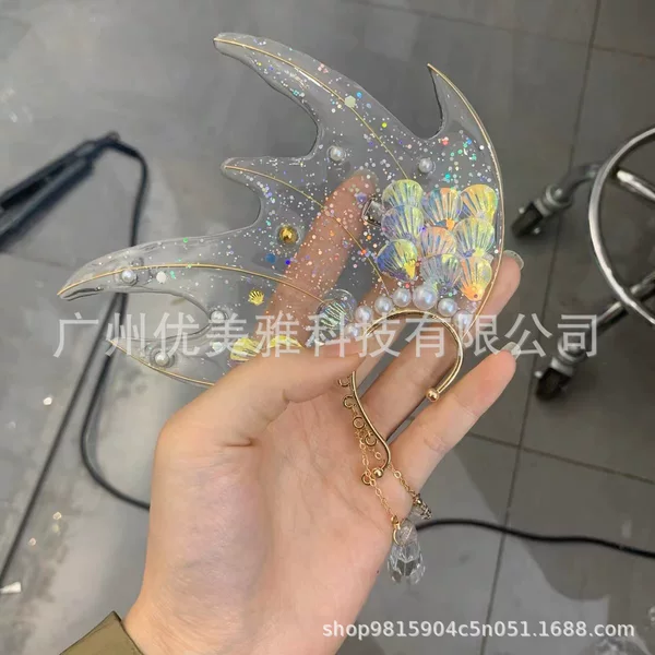 Take a sample of children's adult ear hanging Jiaoren ear hair clip mermaid earring decoration Chinese clothing accessories Pearl performance accessories