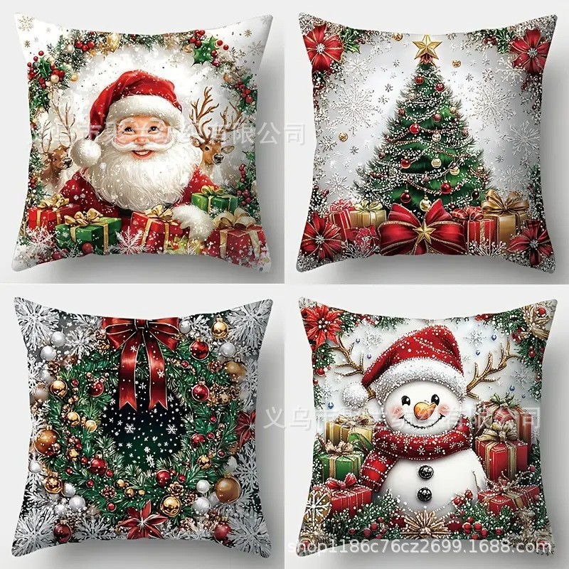 Navidad encontrada explosión abrazo funda de almohada festivales conejo alce decoración sofá atmósfera sensación de lino funda de cojín al por mayor image 51