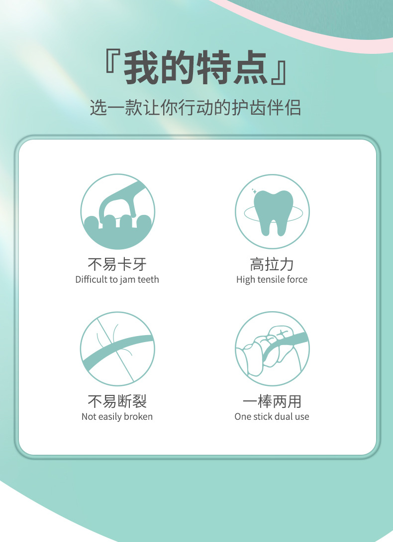 LMLTOP 100 Floss Picks high-molecular Fine Floss picks, disposable toothpicks, Fine floss wholesale SY001 details Picture