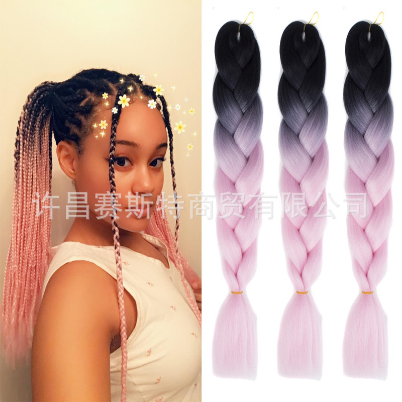 European and American Export Colorful Wig Braids Jumbo Braids African Chemical Fiber Crochet Dreadlocks Wig Color Matching Large Braids European and American Export Colorful Wig Braids Jumbo Braids African Chemical Fiber Crochet Dreadlocks Wig Color Matching Large Braids