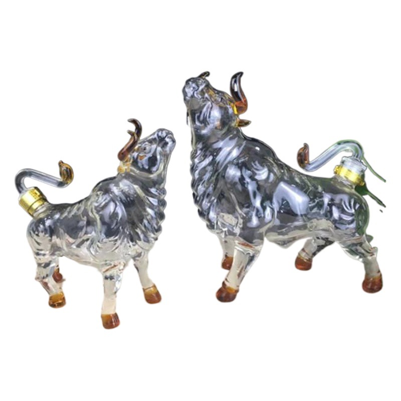 Doce Zodiaco hueco vaca burbuja botella de vino artesanal Toro burbuja medicina botella de vino de vidrio transparente botella de vino extranjero