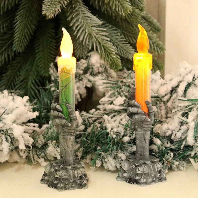 万圣节派对装饰用品 led电子蜡烛灯 整蛊装饰 气氛鬼手蜡烛灯