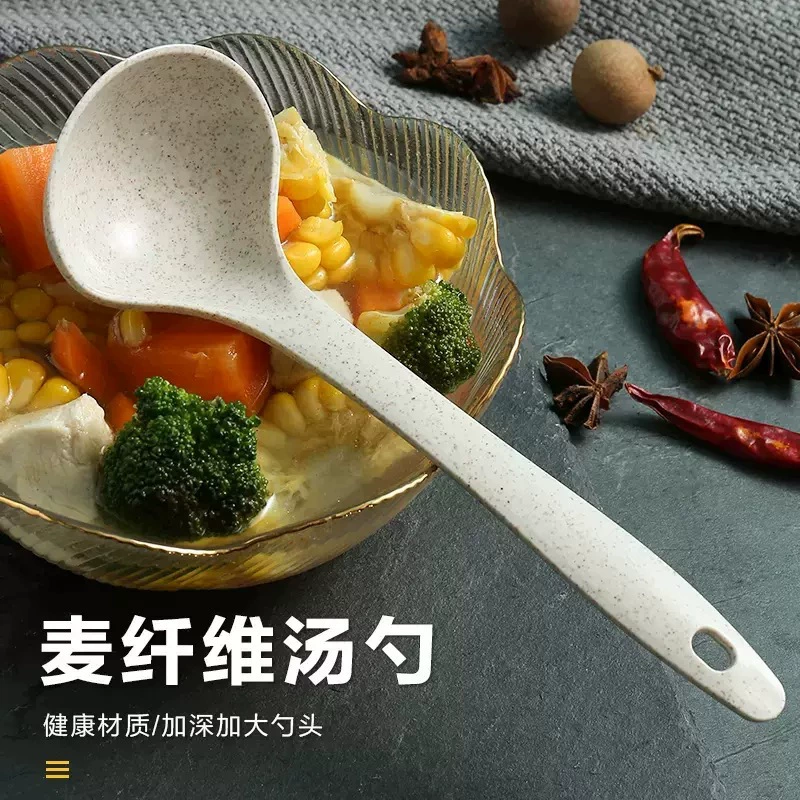 Высокая термостойкость пшеничного волокна с длинной ручкой большой ложки для супа Домашняя каша каша кухня Японская маленькая ложка пластиковая ложка