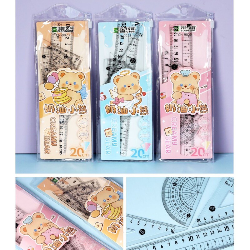 工場卸売新しいクリエイティブ透明定規学生定規三角プレート試験絵画 4 ピース定規卸売|undefined