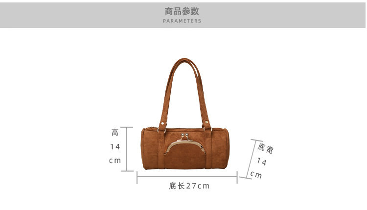 Túi đeo chéo nữ dạng ống tròn cỡ lớn , đeo vai hoặc kẹp nách — Màu caramel, màu cà phê, màu nâu, xanh lá cây chi tiết 3