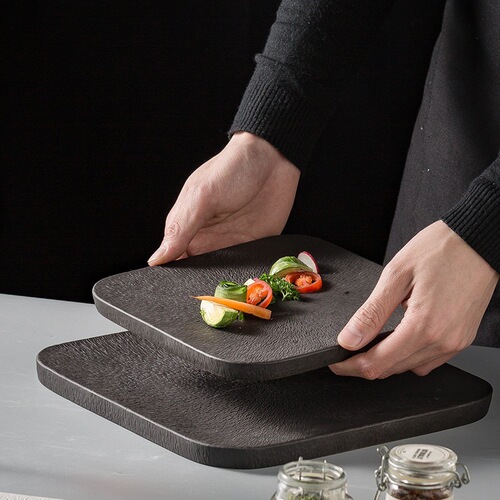 European square steak plate, Western food plate, personalized flat plate, high-end dish plate, creative light luxury ceramic tableware