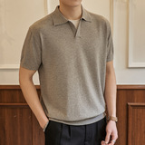 ZF8111-MW海鸥领针织OLO衫简约休闲老钱风短袖松弛感上衣，男装针织衫/毛衣，星座614