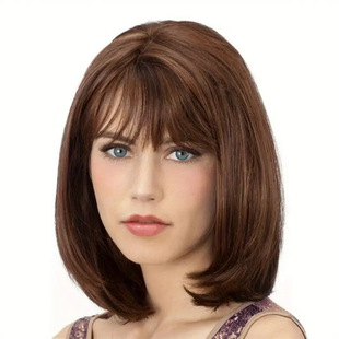European and American foreign trade export wig female shoulder-length bobo head chemical fiber mechanism neat bangs short hair full head set a generation of hair