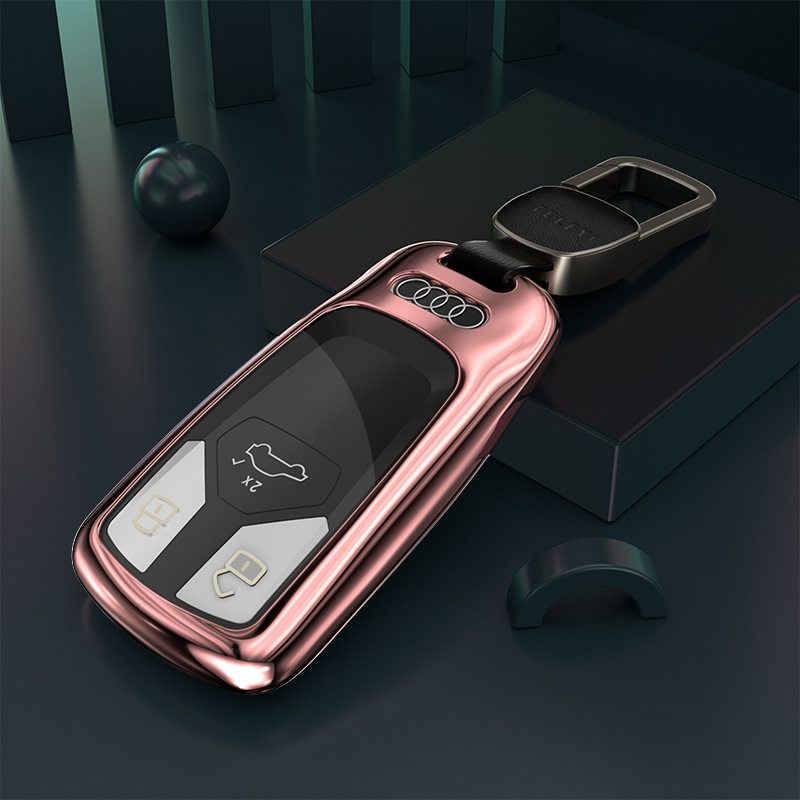 Audi – Static Rod/Key Bag Key Cover - style-b-rose-gold-metal-buckle