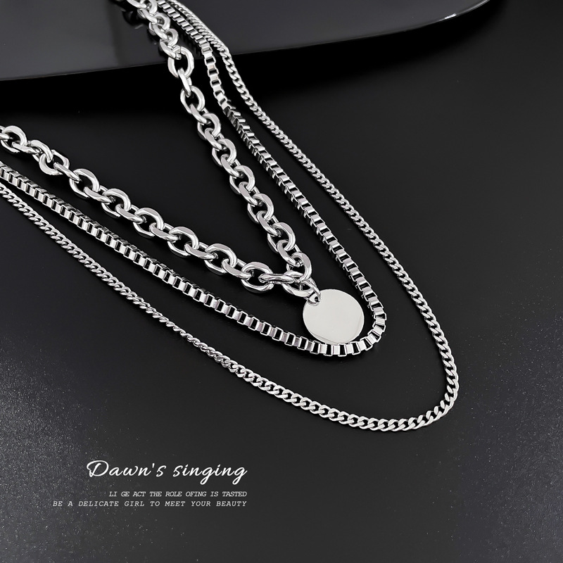 【Non sbiadisce】 La stessa collana a tre strati di Fan Chengcheng, catena alla clavicola, catena al collo in acciaio inossidabile, celebrità_voghion.com