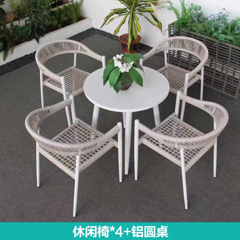 Mesa y silla al aire libre patio villa ocio balcón al aire libre silla de caña red impermeable protección solar jardín combinación de mesa y silla al aire libre