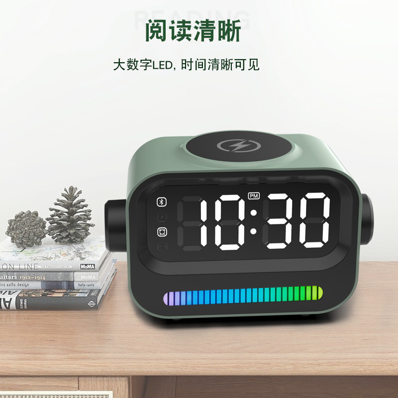 AI音声スマートワイヤレスアナウンサー ネットセレブ向け画面付きタイマー付き目覚まし時計 ミニプラスチックBluetoothスピーカー|undefined