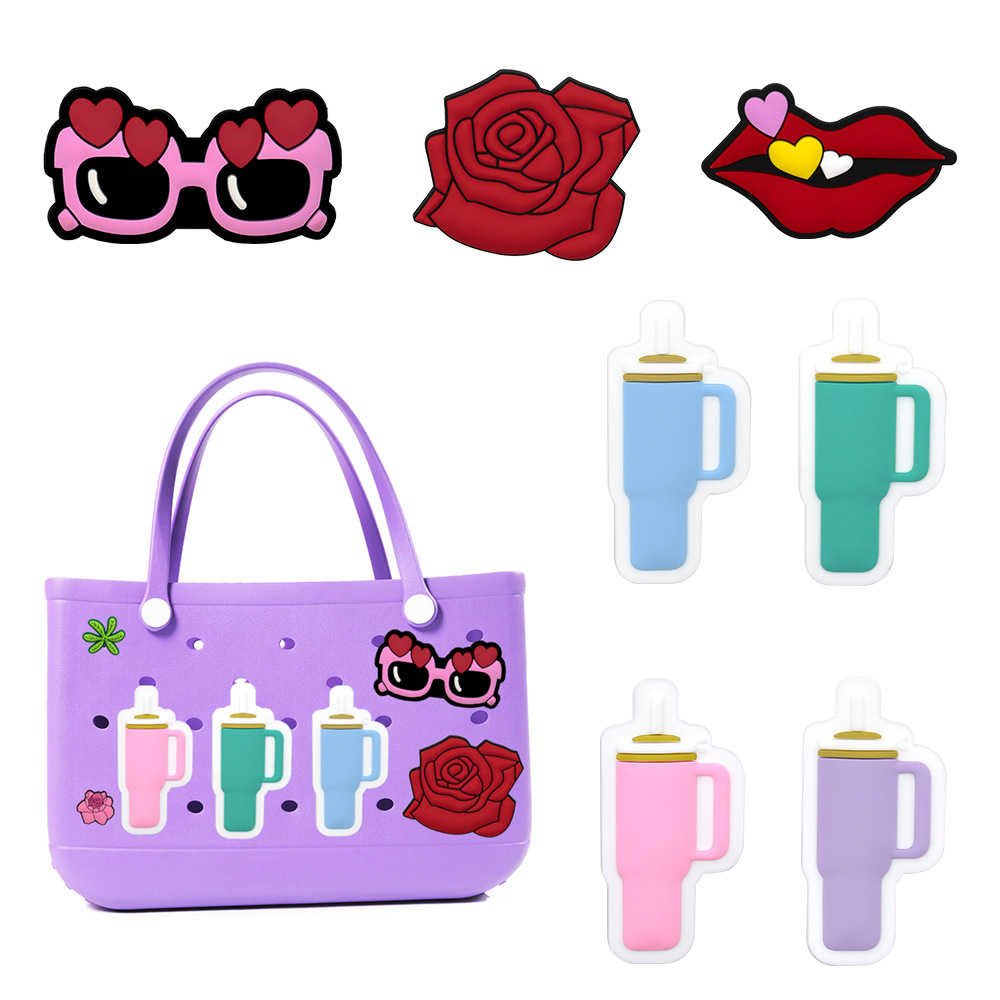 15g Weight Bag Hardware Bag Accessories Type 1 Piece Quantity Holiday, Daily Occasion PVC Material Lips, Cup, Flower Pattern Cartoon Style Style 1 Piece PVC Lips Cup Flower Bag Hardware 1