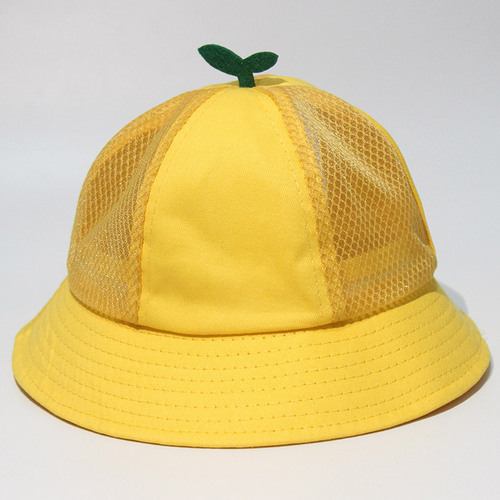 Children's small yellow hat with logo kindergarten fisherman hat Japanese-style Doraemon bucket hat student parent and child sun hat for girls