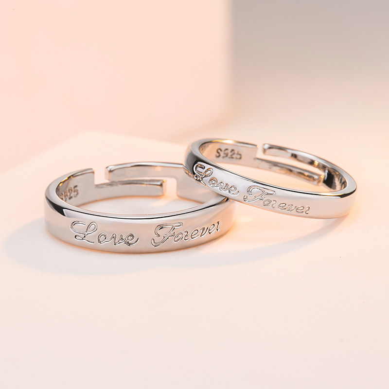 Eternal love couple ring men's and women's fashion simple ins style niche opening adjustable ring jewelry