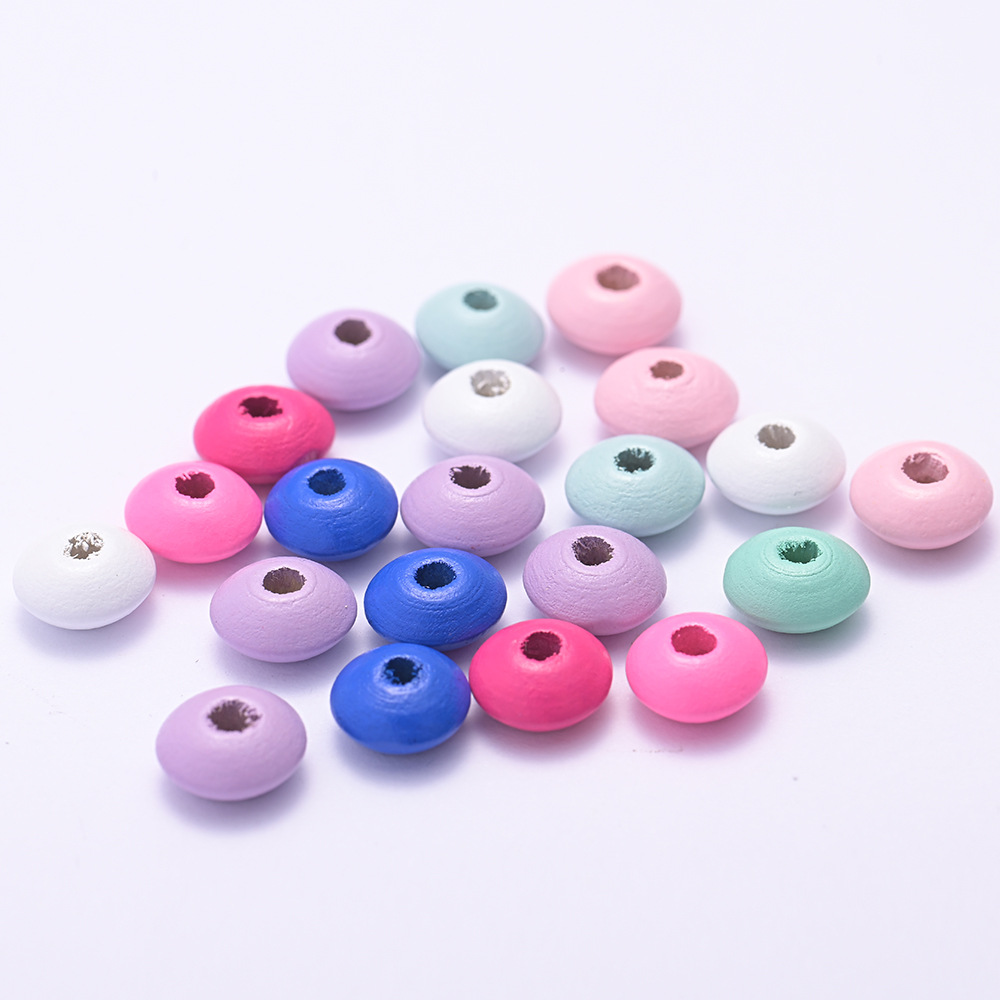 12mm彩色枫木算盘珠diy串珠散珠饰品配件木质工艺品厂家直供