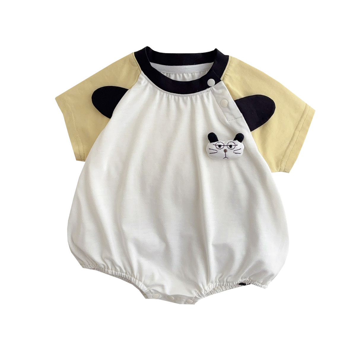 Gato mameluco con mangas raglán, ropa de bebé, verano nuevo estilo, bolso ligero, pedo, algodón puro, una clase de 0-2 años