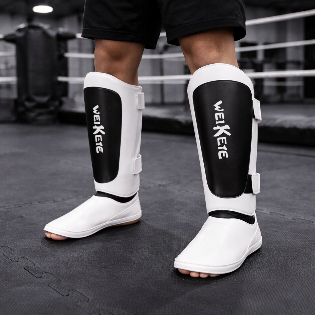 Factory Direct Sale Boxing Leg Guards, Ultra-Fiber Leather Muay Thai Sanda Fighting Professional Leg Guards, Ankle Guards, and Shin Guards