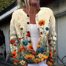 外贸独立站亚马逊希音新款上衣3D数码印花开衫针织女装春秋毛衣