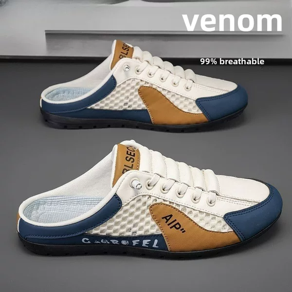 Men's Half-Slip Shoes 2026 Summer New Style Mesh Breathable Slip-On Loafers Fashionable Versatile Breathable Mesh Shoes