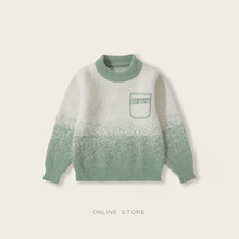 波斯班尼童装小字母儿童水貂绒毛衣秋冬新款圆领中大童外套