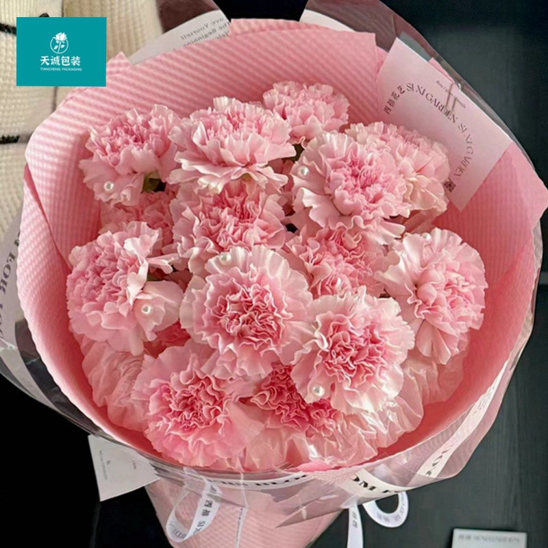 母亲节康乃馨风华立体压纹纸防水木棉包花纸鲜花包装纸花艺包装纸