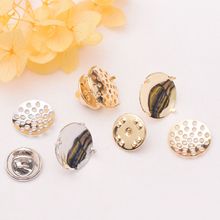 保色14k包金领扣网盘托12mm14mmdiy服饰手工材料胸针领扣底托配件