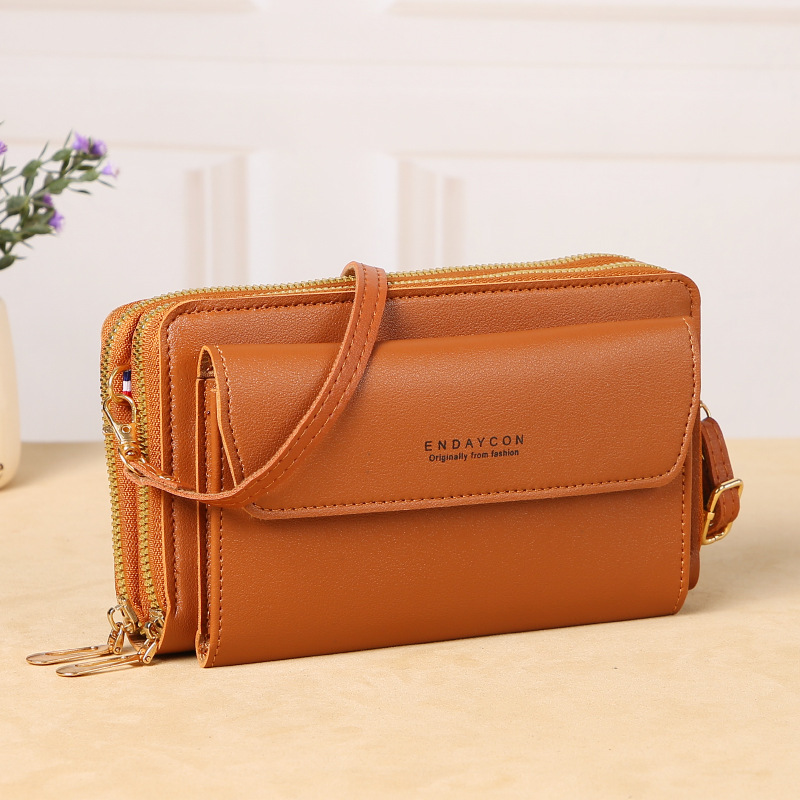 2024 New Women's Crossbody Bag Korean Style Fashion Shoulder Bag Versatile Large Capacity Double Zipper Mobile Phone Bag Wholesale