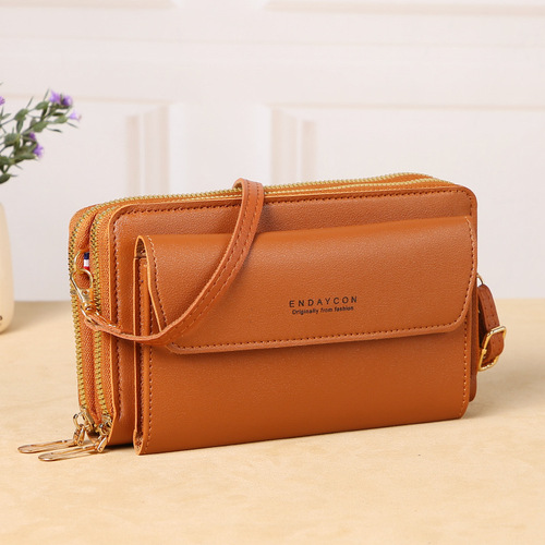 2024 New Women's Crossbody Bag Korean Style Fashion Shoulder Bag Versatile Large Capacity Double Zipper Mobile Phone Bag Wholesale