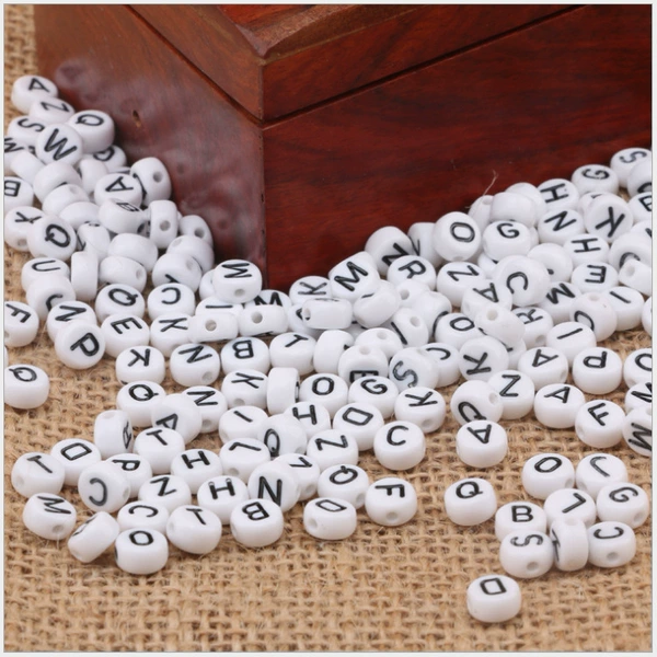 Dripping oil white bottom black letter bead mixed color