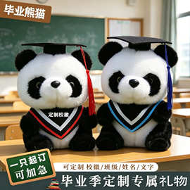 博士帽学士服熊猫玩偶毛绒玩具毕业小熊公仔娃娃学生毕业季礼品