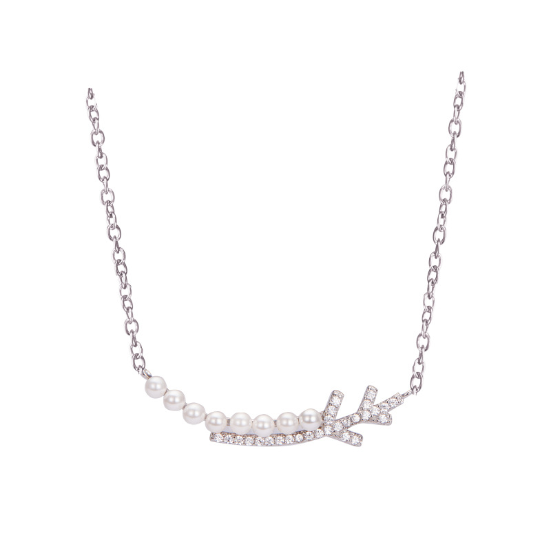 S925 plata esterlina nieve rama collar de perlas para las mujeres Luz de lujo nicho alto sentido 2023 nueva cadena suéter todo partido clavícula cadena