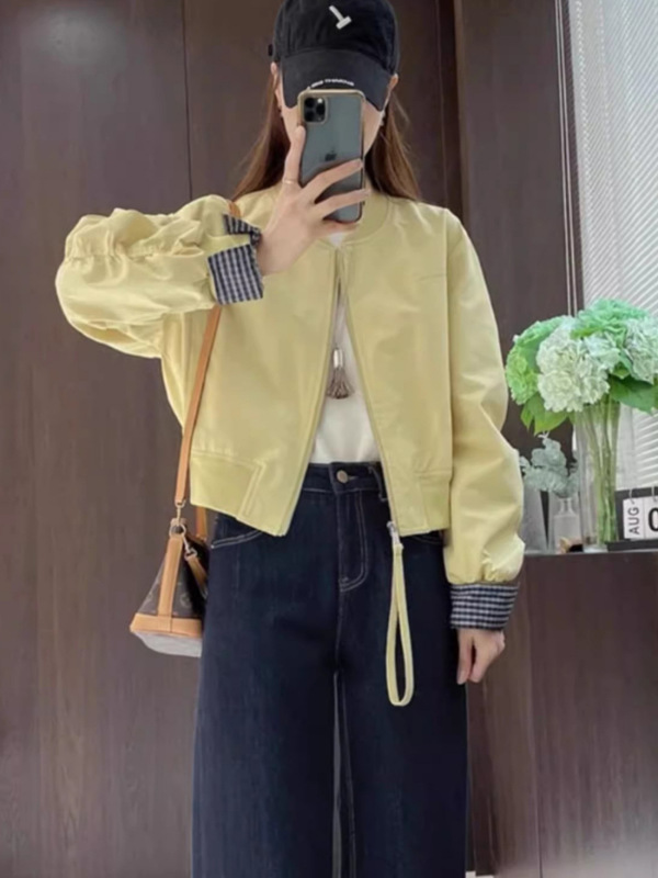 2025高端欧货秋季新款百搭圆领棒球服外套小个子宽松高级感夹克女|undefined