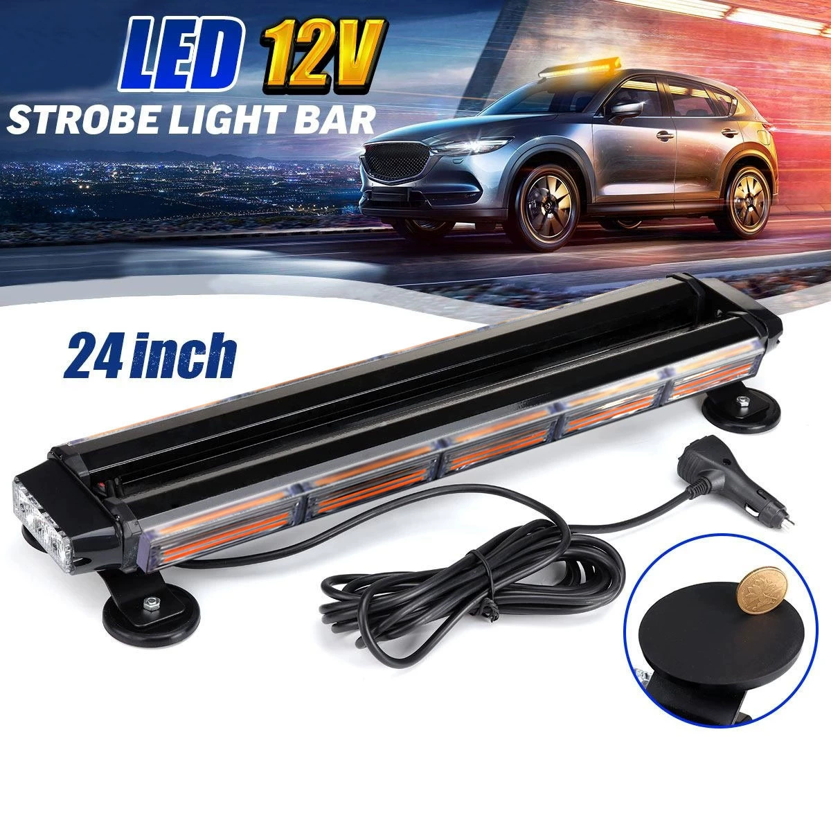 5-секционная Автомобильная вспышка с початком, сигнальная лампа, четырехсторонний стробоскоп, светодиодный светильник для открывания крыши, магнитный потолочный бампер, свет