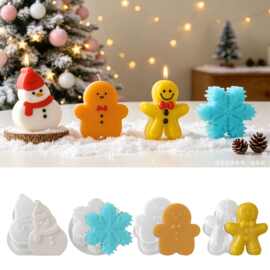 虞美人 Christmas立体姜饼人雪人雪花硅胶模具diy香薰蜡烛石膏模