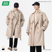 ACU男装|2025秋冬新品潮牌中长款夹克宽松学院风长飘带风衣外套男