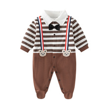 婴儿宝宝纯棉长袖连体衣包脚春秋装新生连体超萌可爱外出爬爬服