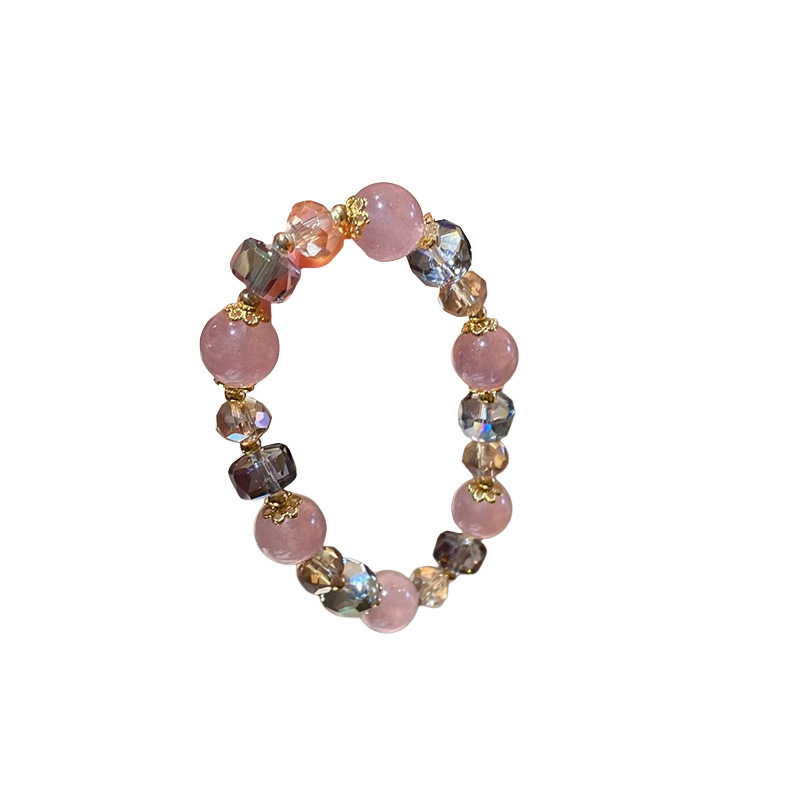 Pulsera de cuentas de cristal de fresa natural Pulsera de pulsera retro elegante y de lujo ligero Pulsera de temperamento de alta calidad al por mayor