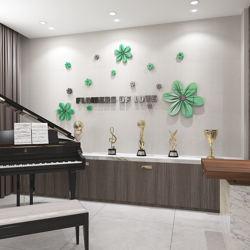 Decoração de parede autoadesiva em acrílico 3D com estampa de flores de verão para sala de jantar, sala de estar, quarto, sofá e parede atrás da TV._voghion.com