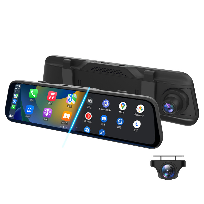 4KストリーミングバックミラーCarPlay Androidオートデュアル録画反転画像スマートナビゲーションドライブレコーダー