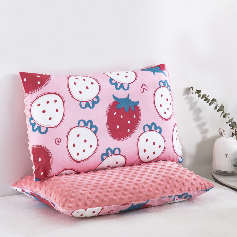 Almohada para niños de jardín de infantes AB cara Almohada de terciopelo de guisantes de algodón Almohada de almohada desmontable para niños de uno a diez años