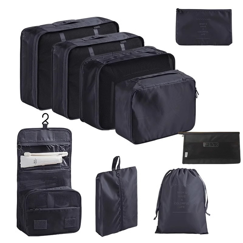 Juego de sarga de 7 piezas, equipaje, ropa, bolsa, bolsa de almacenamiento de gran capacidad, bolsa de lavado, bolsa de almacenamiento de viaje multiusos