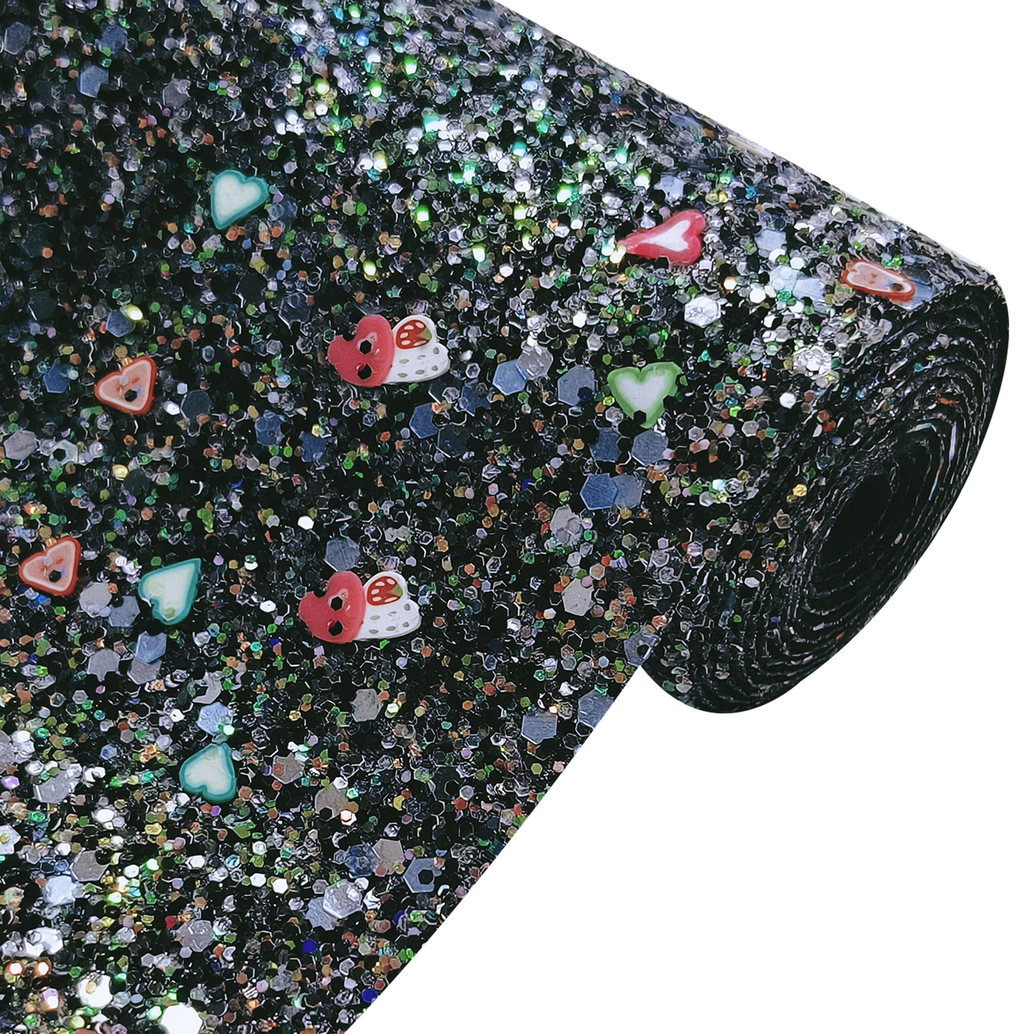 黑弹力厚片格利特织带(30x132cm)小卷闪粉亮片DIY发饰蝴蝶结材料