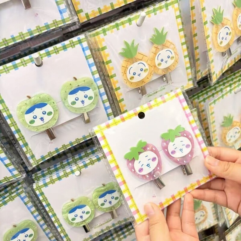 Chiikawa fruit series hair clips, Chiikawa cartoon girl acrylic side bangs clips